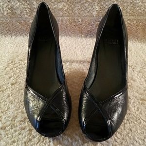 Stuart Weitzman Navy Peep Toe Pumps